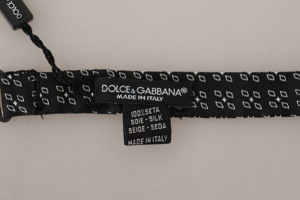 Dolce & Gabbana Dark Gray White Polka Dot 100% Silk Neck Papillon Tie