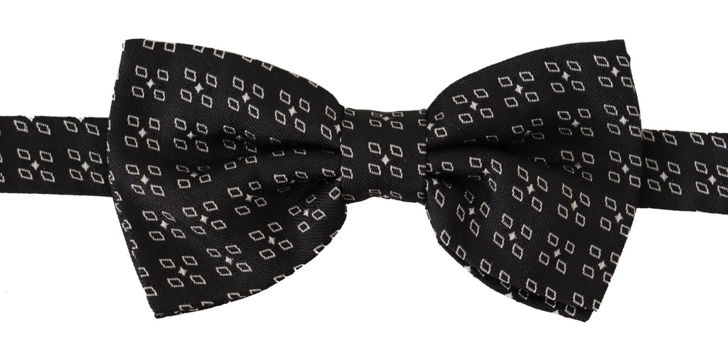Dolce & Gabbana Dark Gray White Polka Dot 100% Silk Neck Papillon Tie