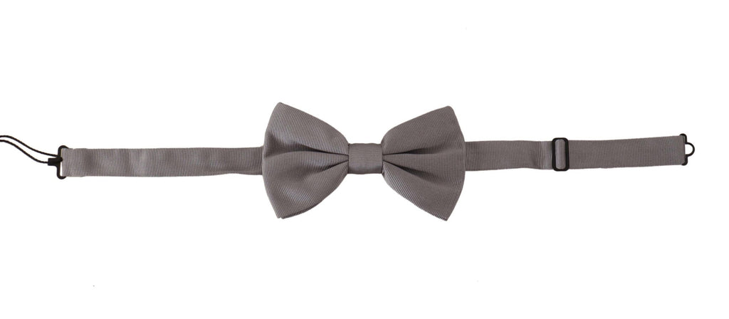 Dolce & Gabbana Gray 100% Silk Adjustable Neck Papillon Tie