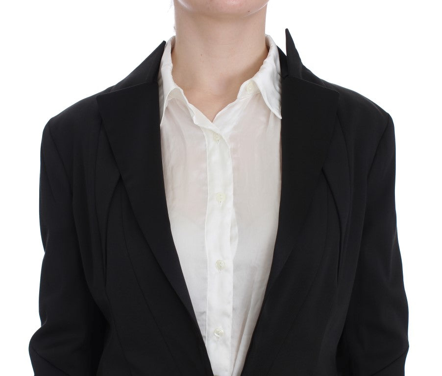 Exte Black Stretch Single Breasted Blazer Jacket