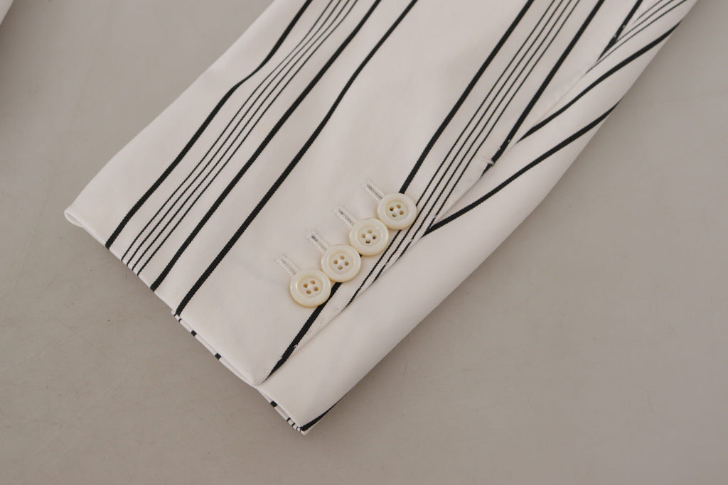 White Stripes Cotton Single Breasted Blazer