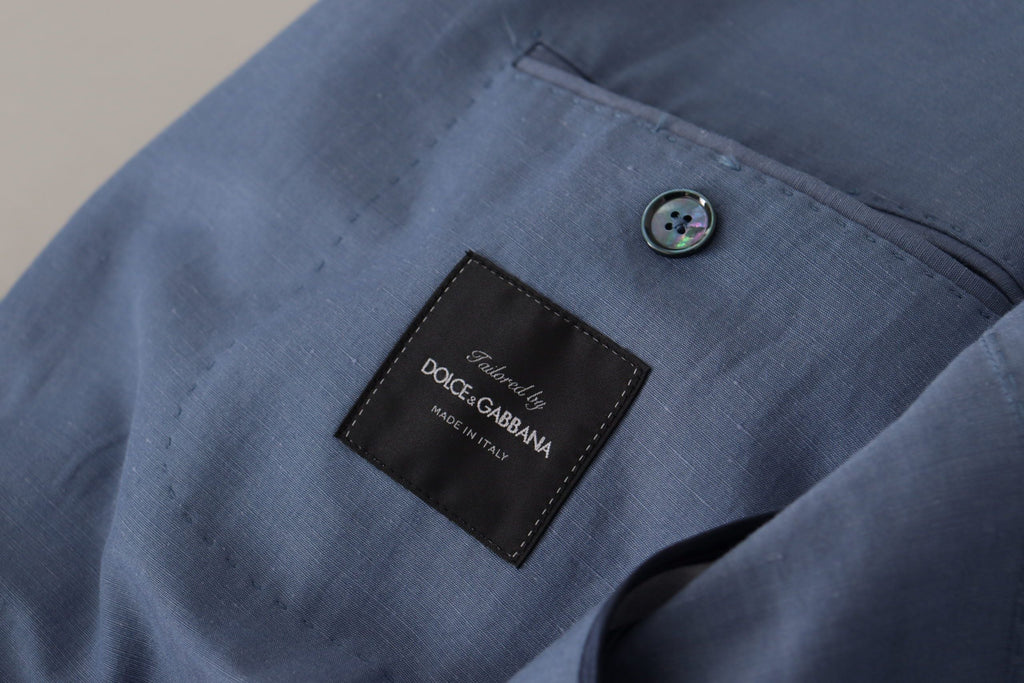 Dolce & Gabbana Blue Single Breasted Logo Blazer Jacket