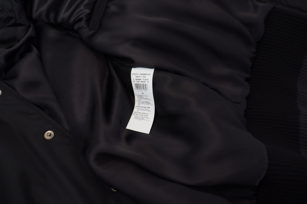 Black Nylon Crystals Coat Buttons Jacket