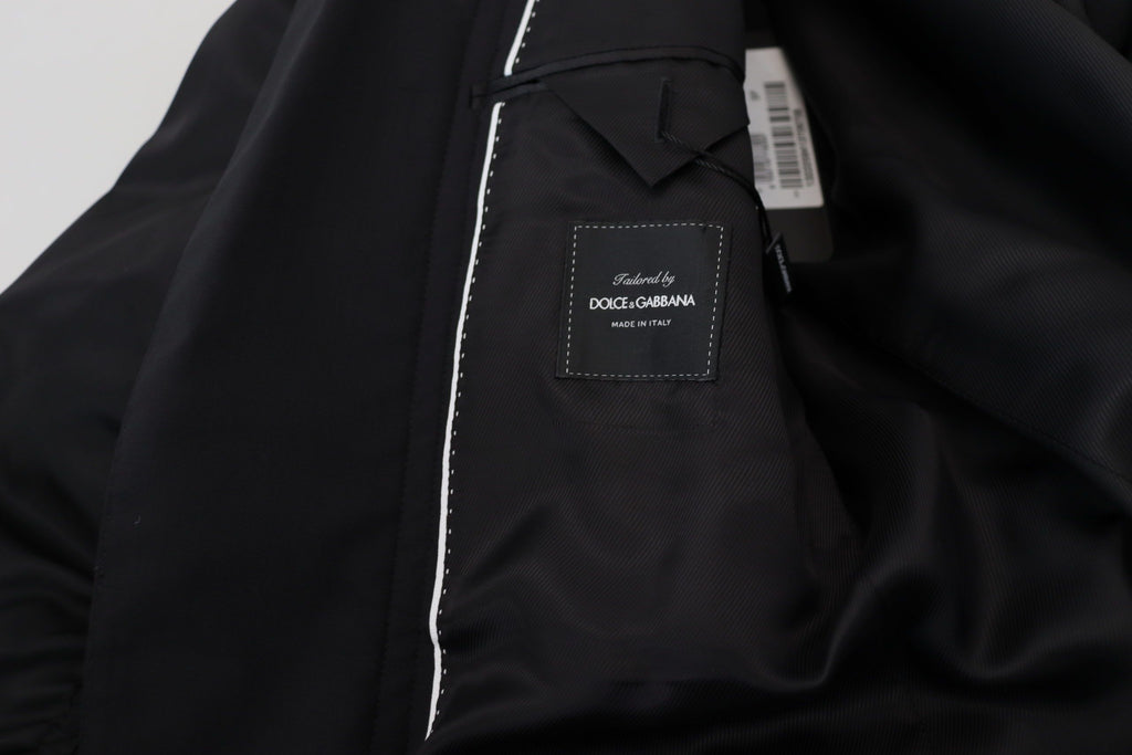 Black Wool Full Zip Long Sleeves Jacket