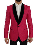 Pink Floral Brocade Slim Blazer Jacket