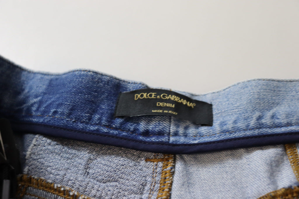Multicolor Patchwork High Waist Denim Jeans