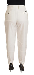 White High Waist Tapered Women Cotton Pants