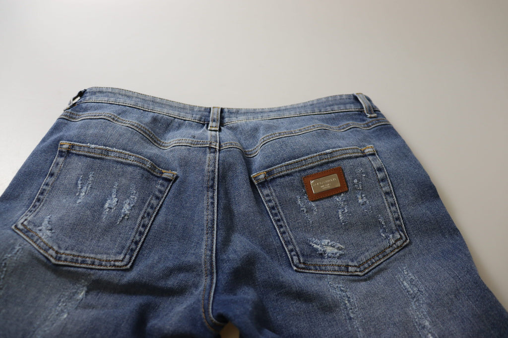 Blue Washed Cotton Skinny Low Waist Denim Jeans