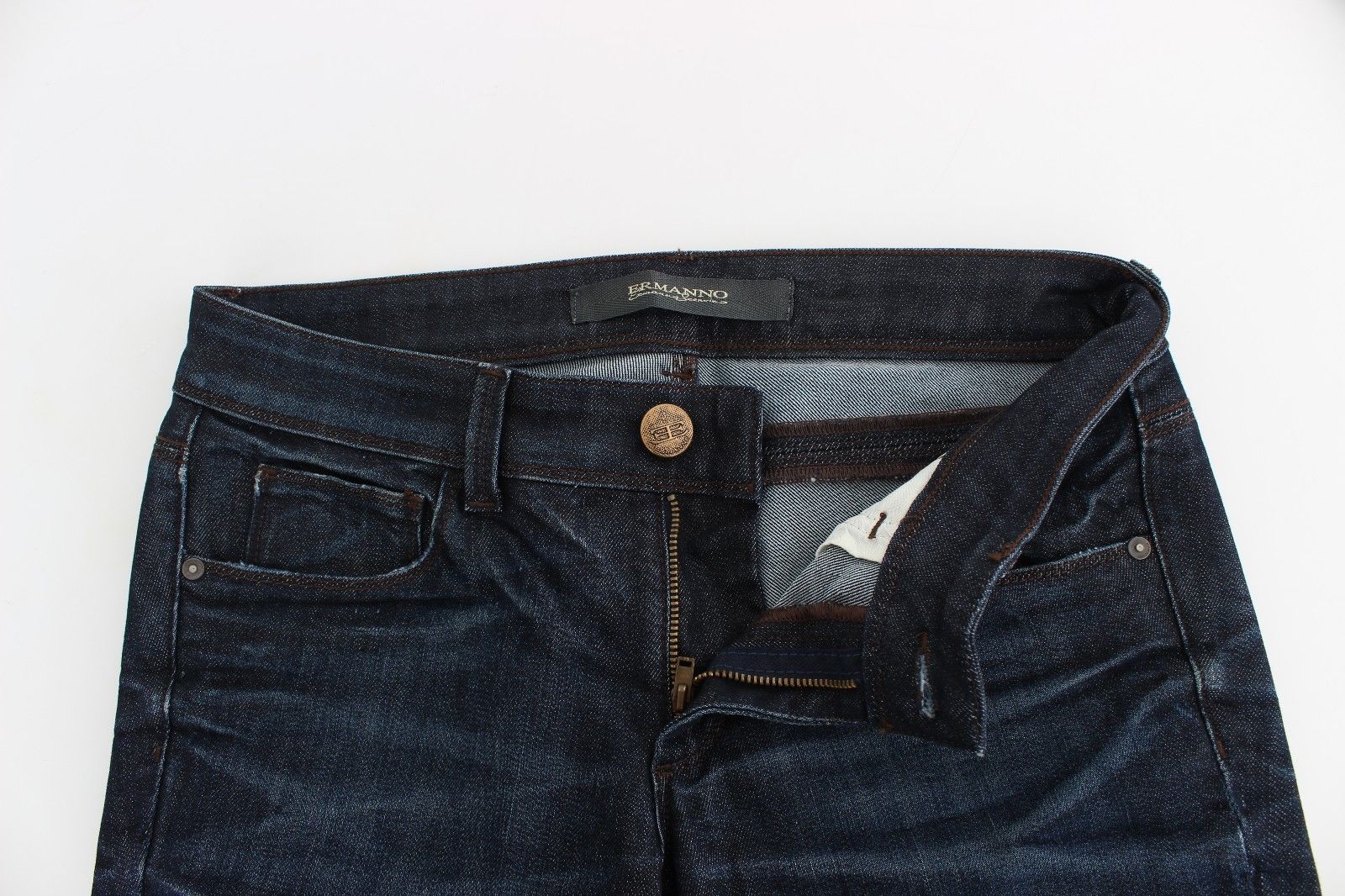 Blue Slim Jeans Denim Pants Skinny Leg Stretch