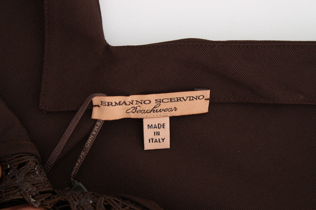 Beachwear Brown Cotton Stretch Tunic Dress