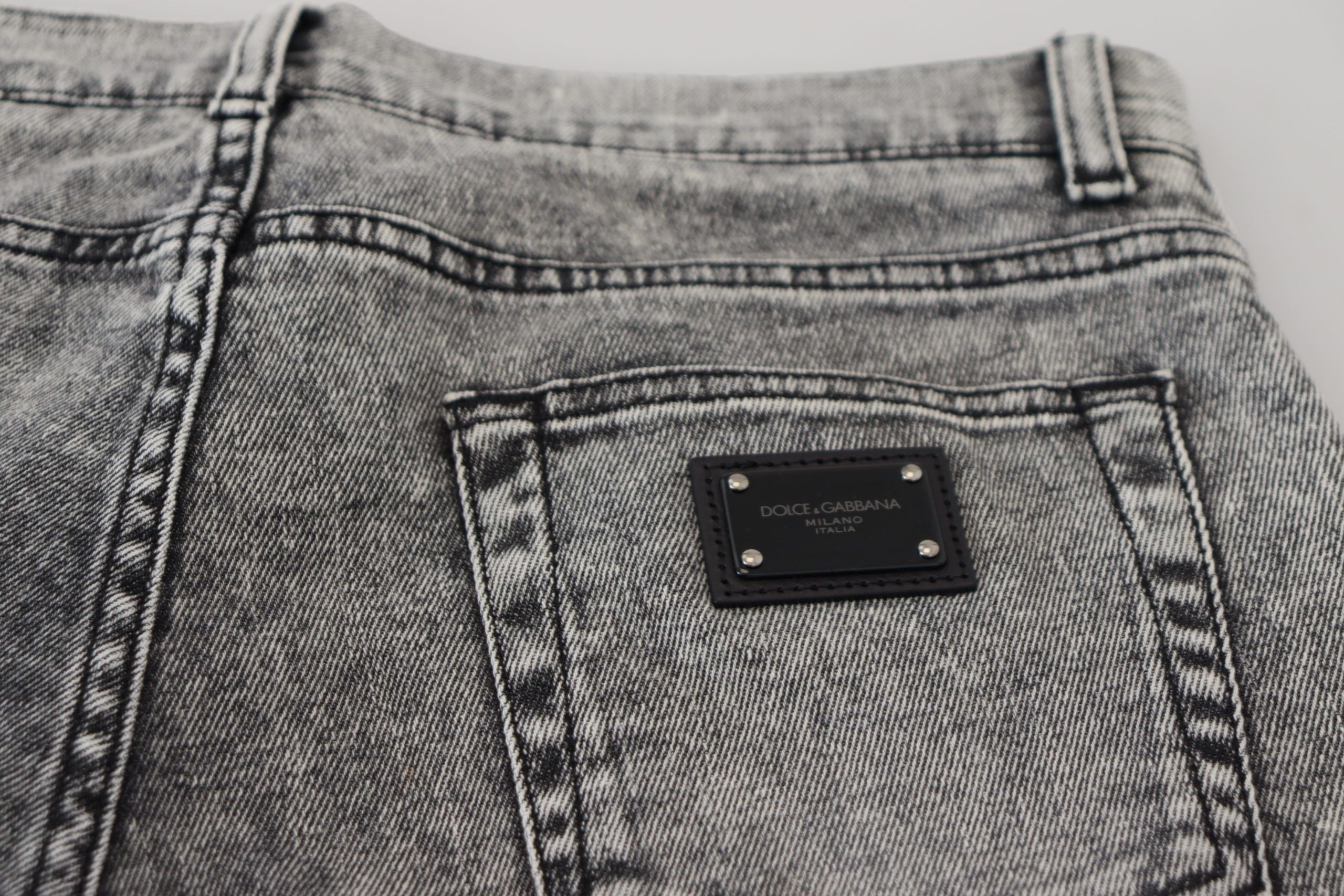 Gray Slim Fit Wash Stretch Cotton Denim Jeans