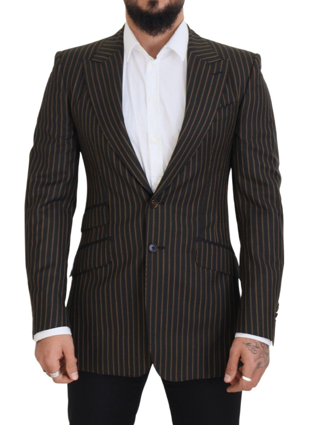 Dark Gray Stripes Single Breasted Blazer
