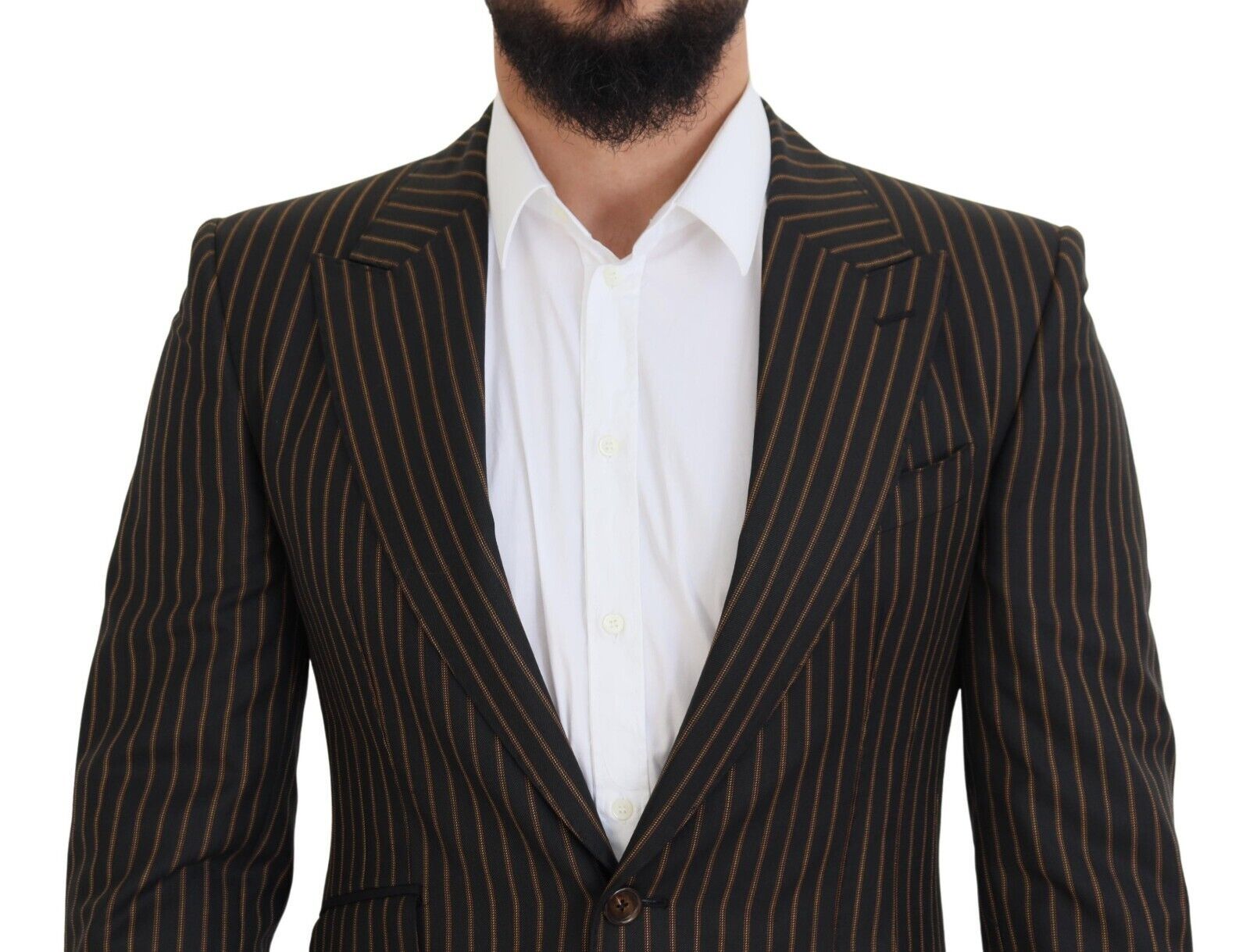 Dark Gray Stripes Single Breasted Blazer