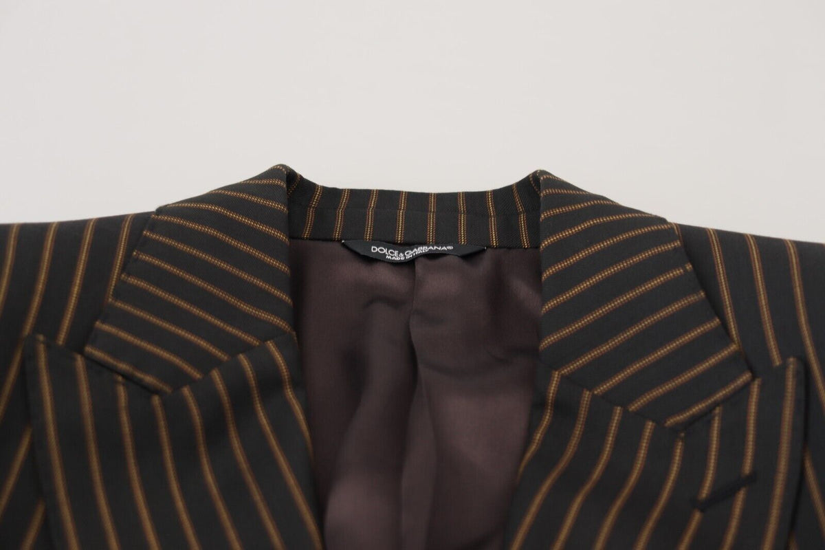Dolce & Gabbana Dark Gray Stripes Single Breasted Blazer