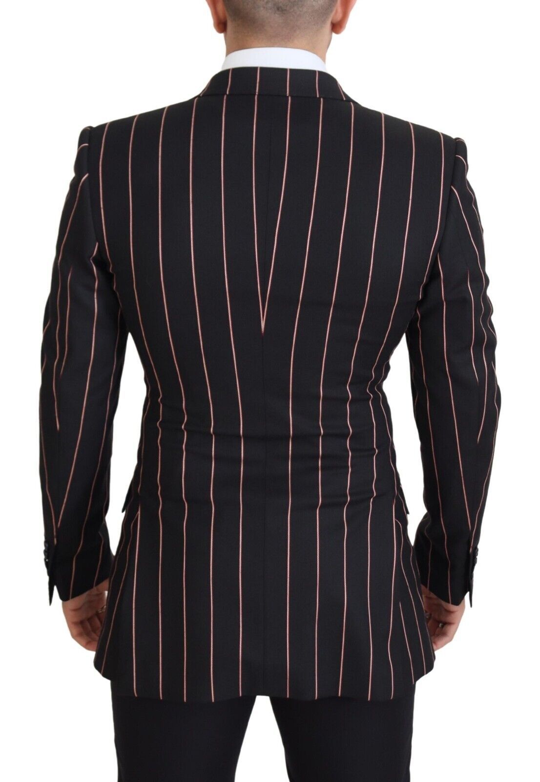 Dark Gray Stripes Viscose Double Breasted Blazer