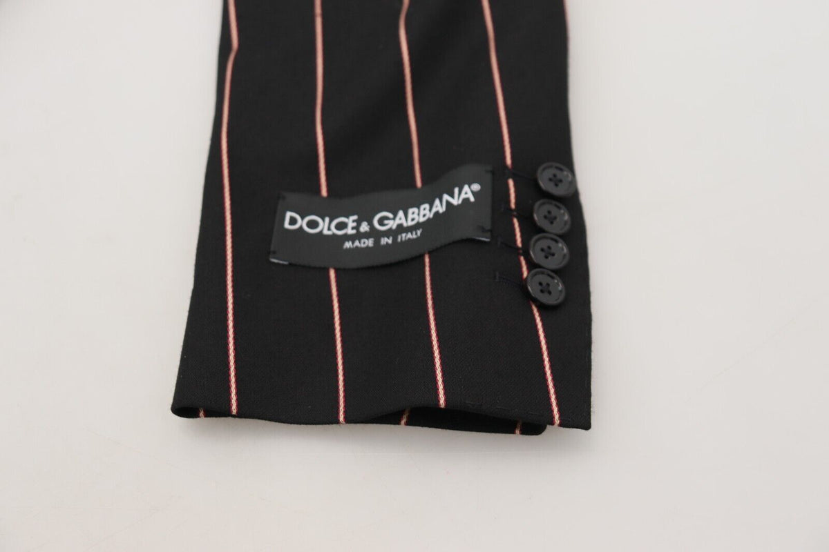 Dolce & Gabbana Dark Gray Stripes Viscose Double Breasted Blazer