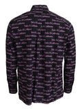 Black Purple Logo Slim Dress Formal Shirt