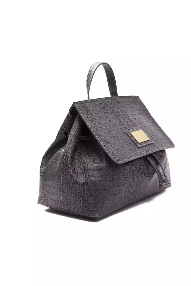 Pompei Donatella Gray Leather Women Shoulder Bag
