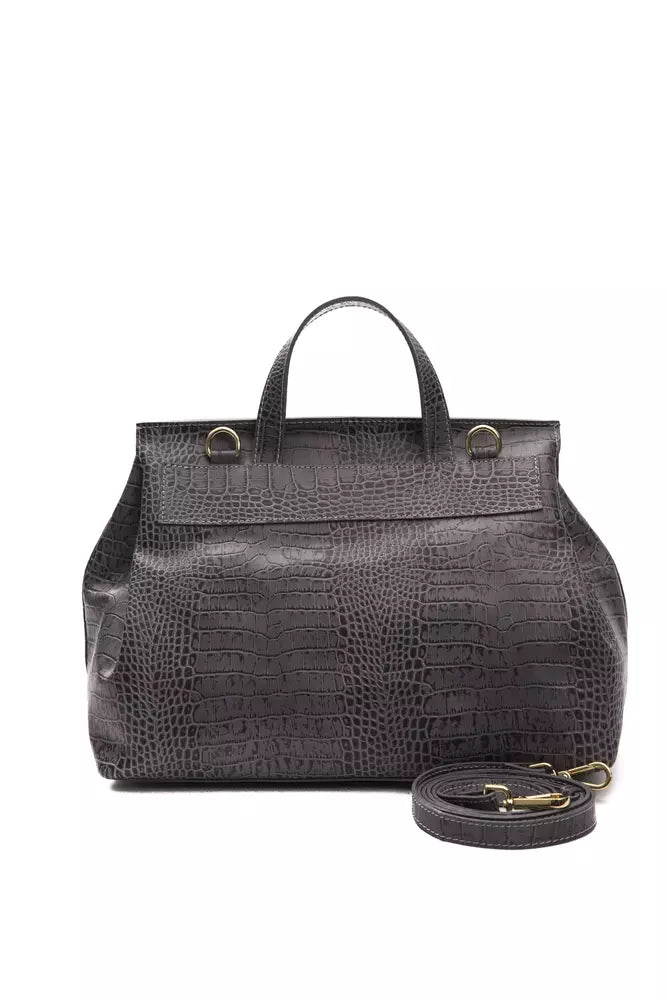 Pompei Donatella Gray Leather Women Shoulder Bag