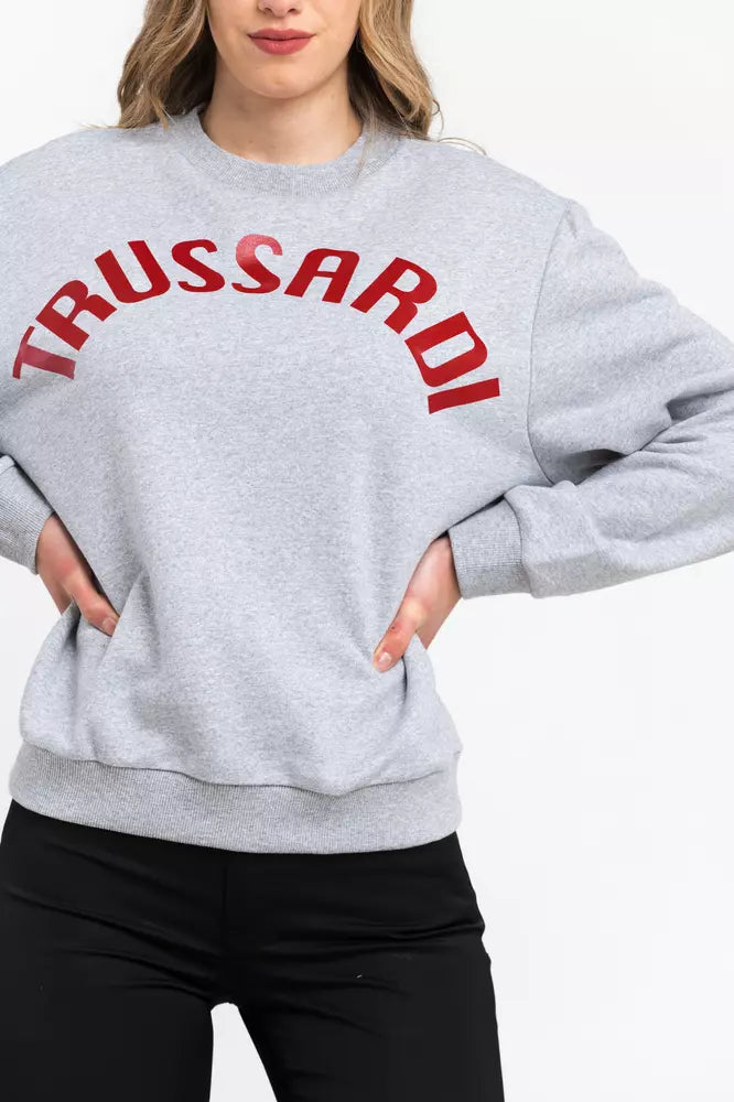 Gray Cotton Women Sweatshirt