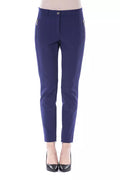 Blue Polyester Women's Slim-Fit Pant