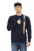 Blue Cotton Men Sweater
