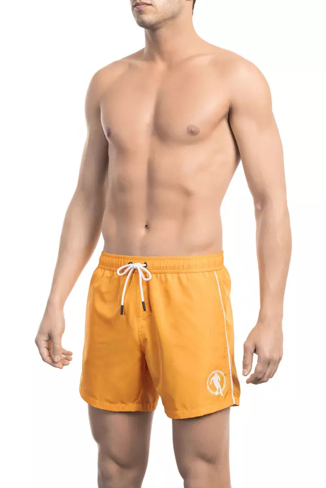 Black Polyester Men Swimsuit
