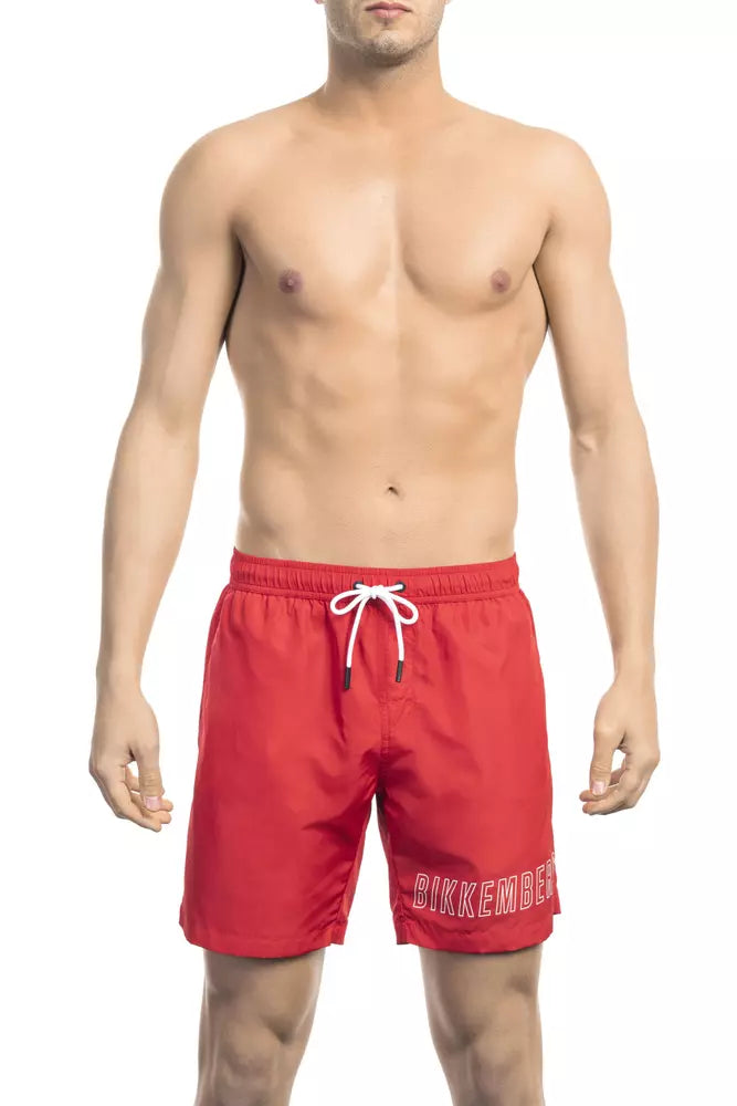 Black Polyester Men Swimsuit