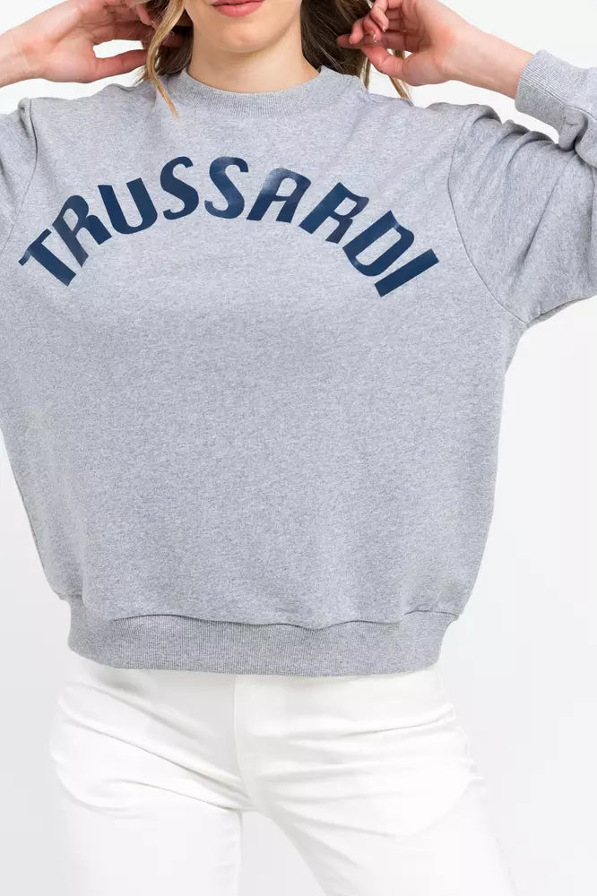 Gray Cotton Women Sweatshirt