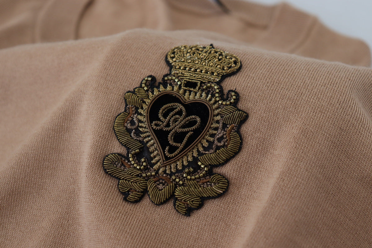 Dolce & Gabbana Beige Cashmere Crown Logo Pullover Sweater