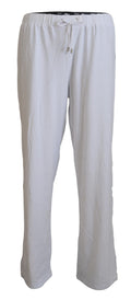 White Cotton Logo Loose Men Pants