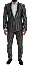 Dark Gray White Silk MARTINI Slim Fit Suit