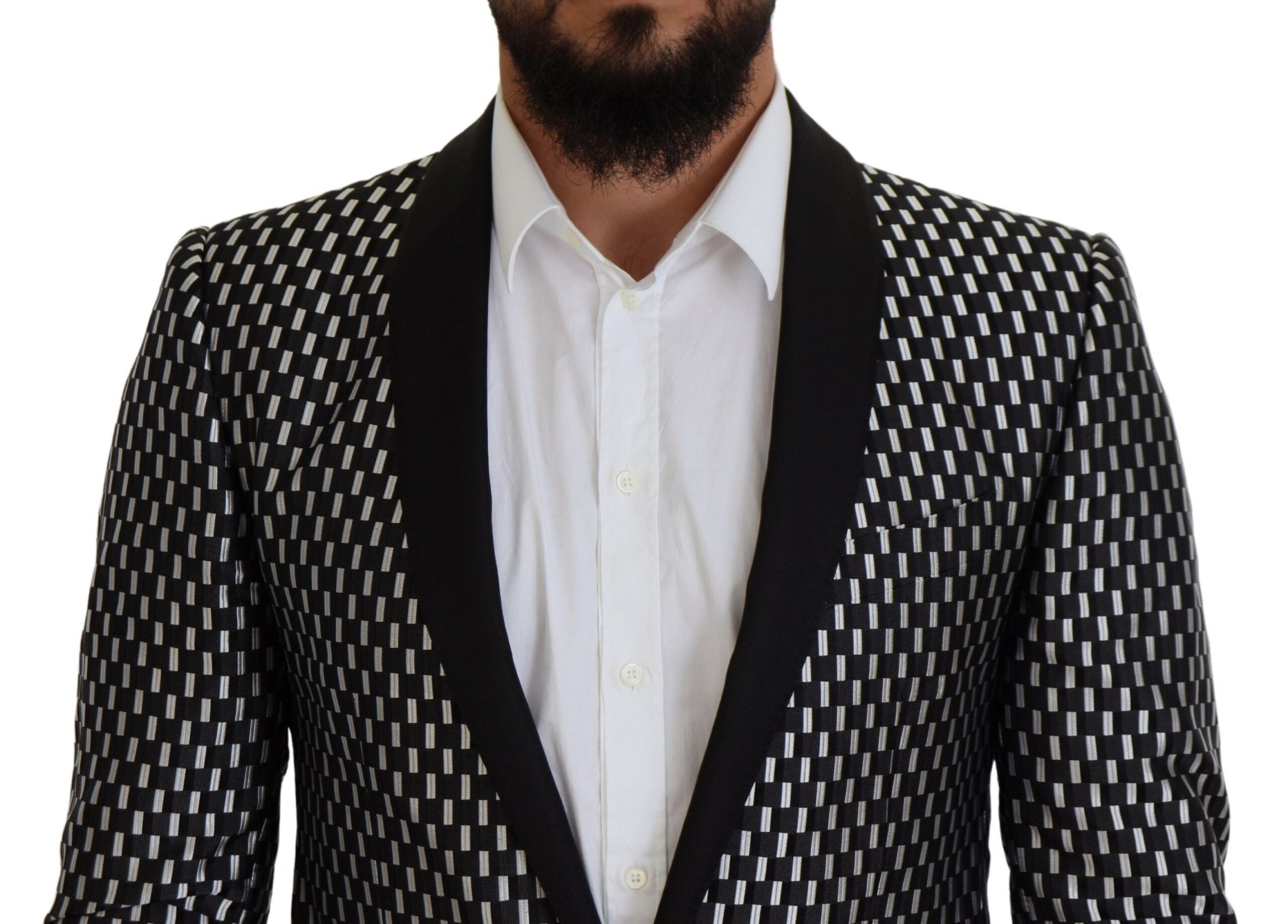 Dark Gray White Silk MARTINI Slim Fit Suit