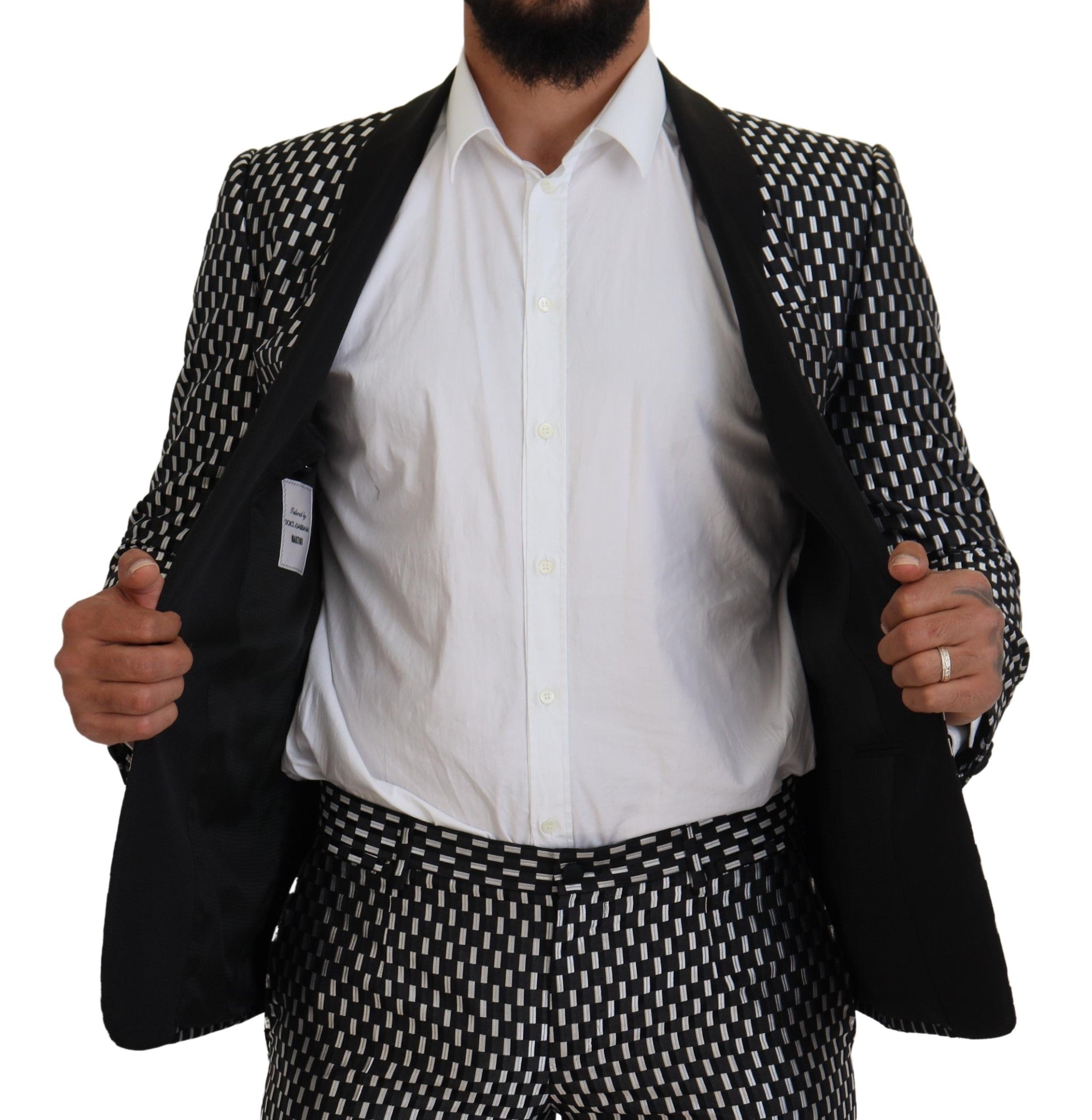 Dark Gray White Silk MARTINI Slim Fit Suit