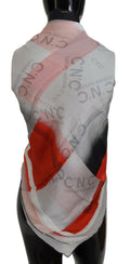 Costume National Gray Red Shawl Foulard Wrap Scarf