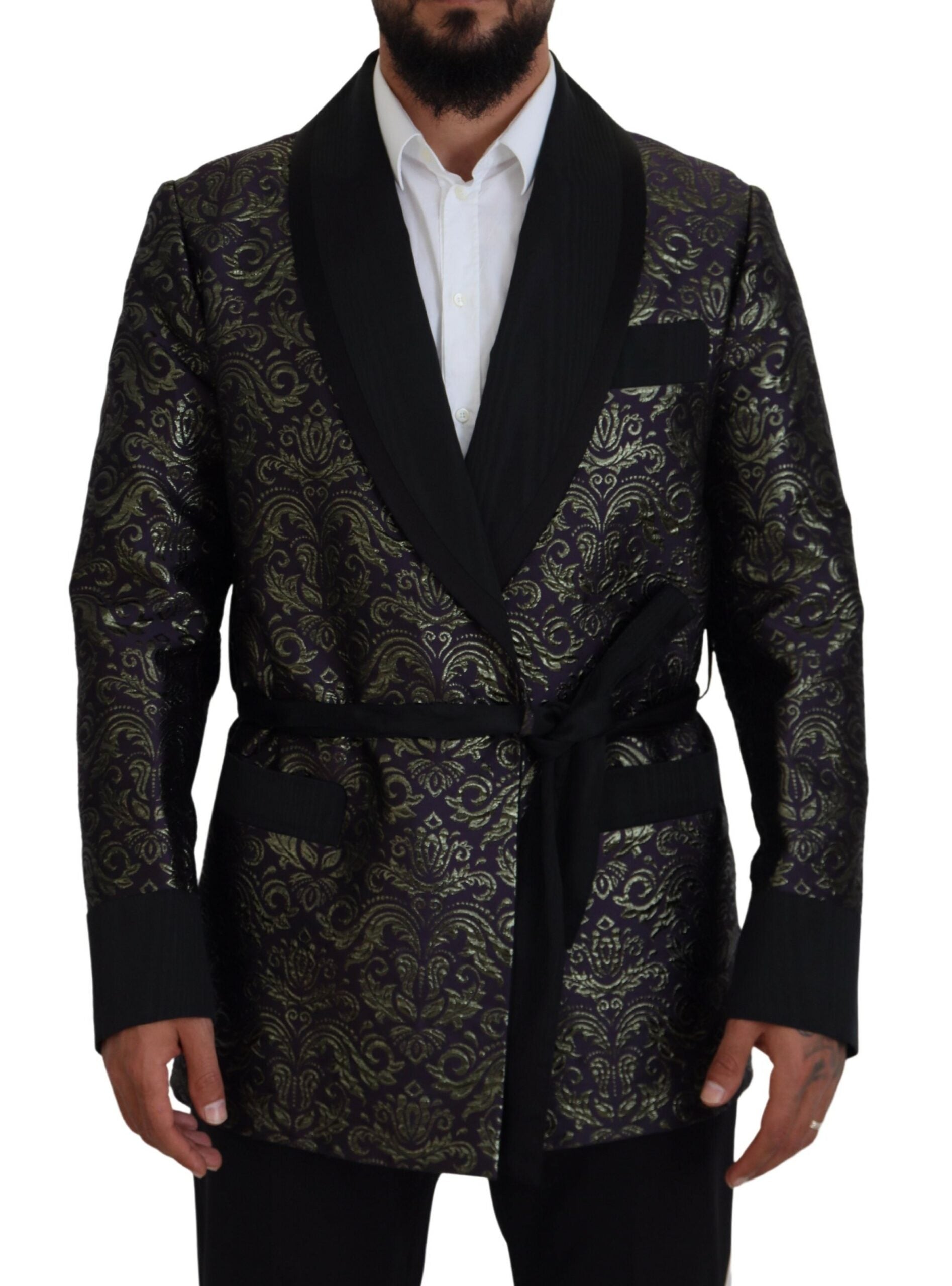 Dark Gray Purple Baroque Jacket Blazer Robe
