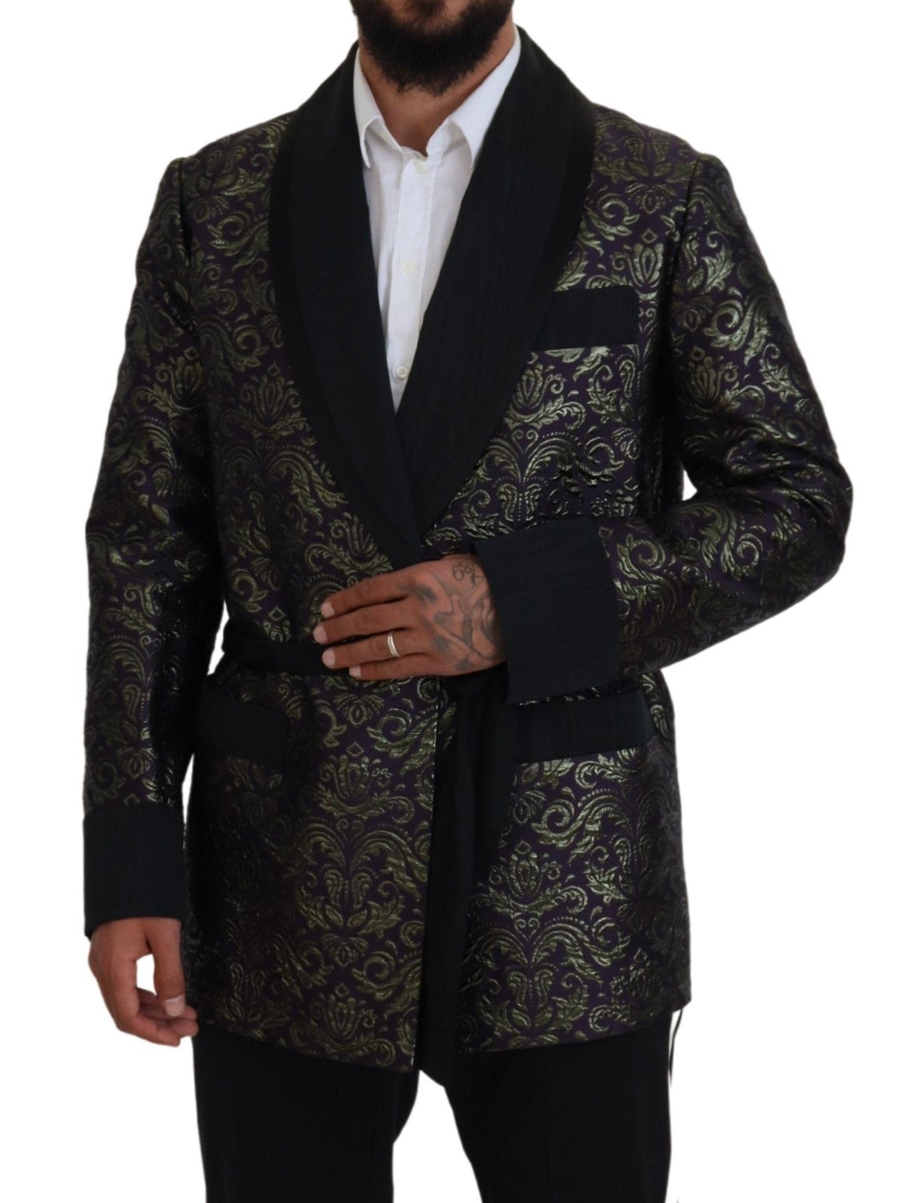 Dark Gray Purple Baroque Jacket Blazer Robe