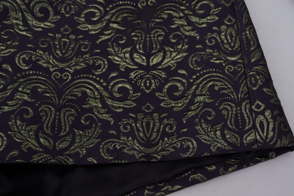 Dolce & Gabbana Dark Gray Purple Baroque Jacket Blazer Robe