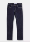 Blue Cotton Men Jeans with Straight Leg Cut