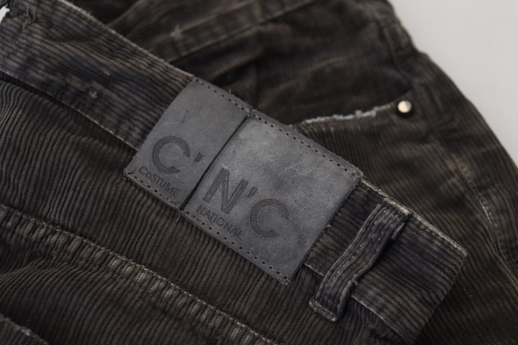 Costume National Gray Cotton Corduroy Men Casual Jeans