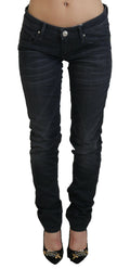 Black Washed Low Waist Slim Fit Cotton Denim Jeans