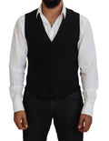 Dark Gray Virgin Wool Waistcoat Formal Vest