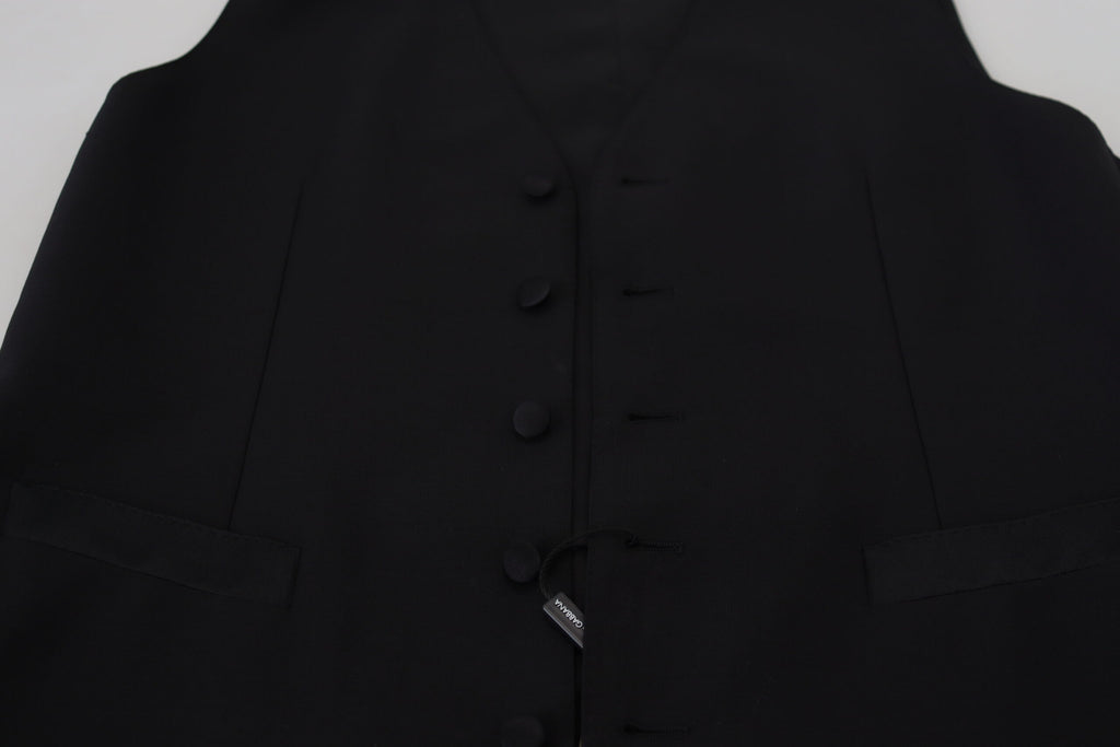 Dark Gray Virgin Wool Waistcoat Formal Vest