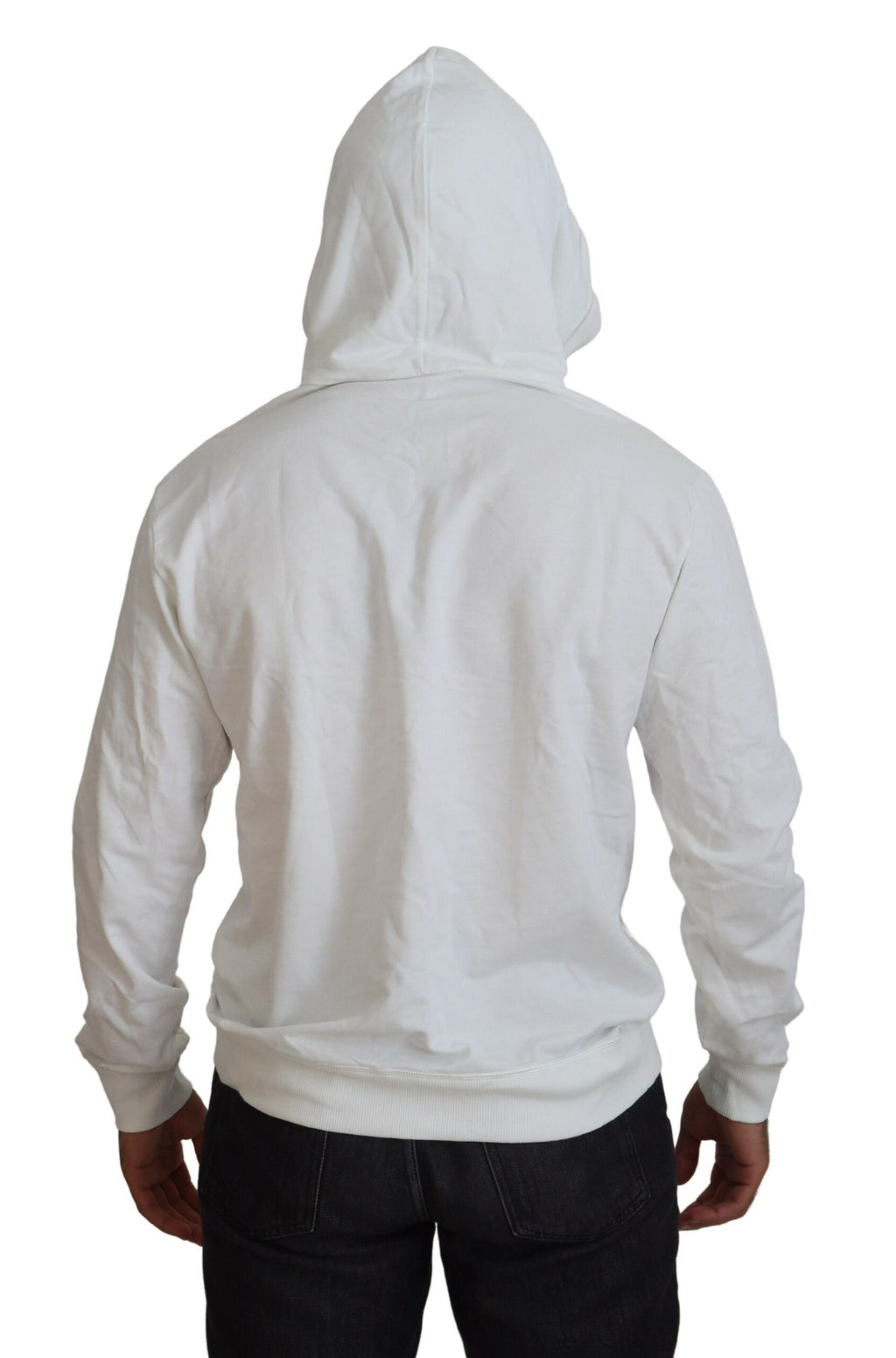White Cotton Hooded Sweatshirt Logo Sweater