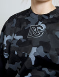 Black Camouflage Round Neck Sweatshirt Sweater