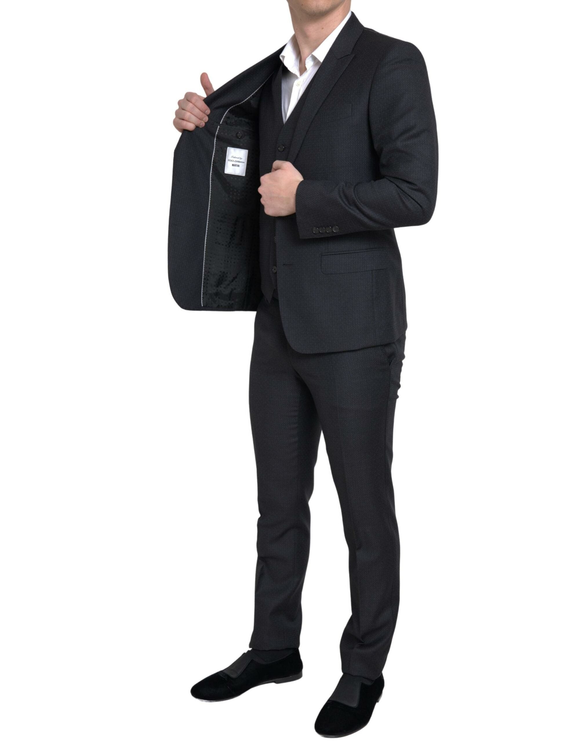 Dark Gray 3 Piece Single Breasted MARTINI Suit