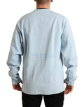 Light Blue Cotton Buttoned Pullover Sweater