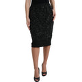 Black Crystal Handmade Knee Pencil Skirt