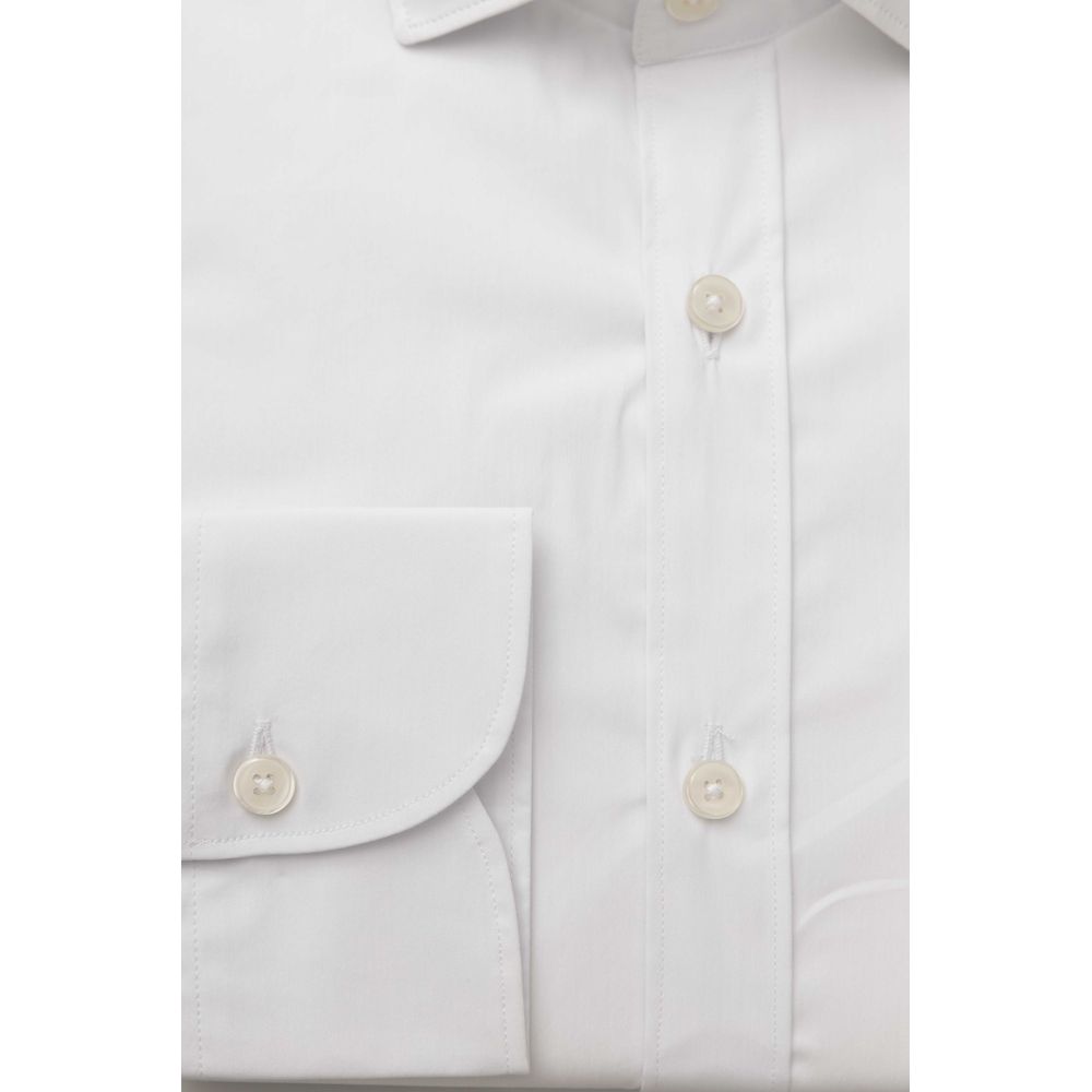 White Cotton Men's Shirt Slim Fit With French Collar