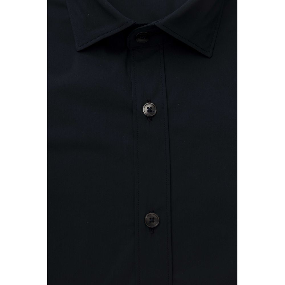 Blue Cotton Men Shirt Slim Fit with French Collar